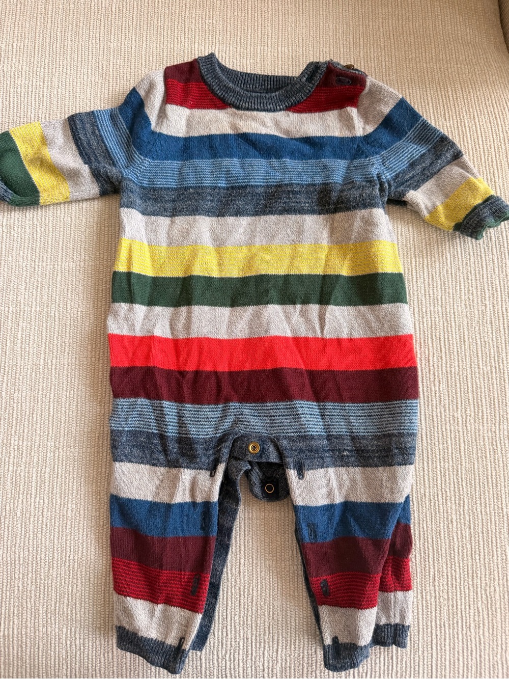 GAP Multicolor Striped Knit One-Piece 3-6M